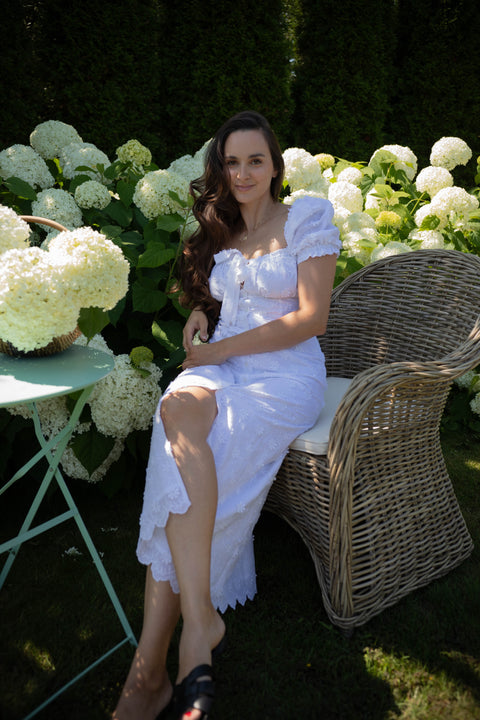 Carmen midi white flowers
