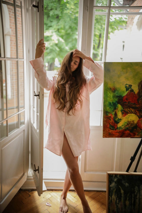 Koszula oversize Follie baby pink