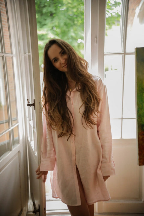 Koszula oversize Follie baby pink