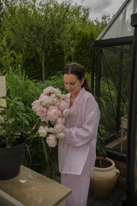 Komplet palazzo vichy pink
