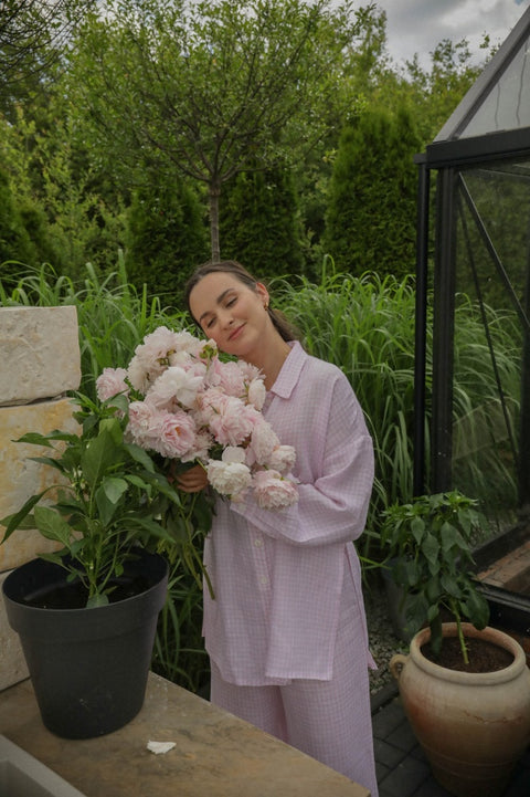 Vichy pink palazzo set