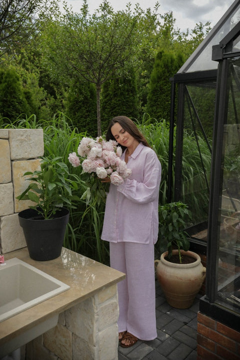 Vichy pink palazzo set