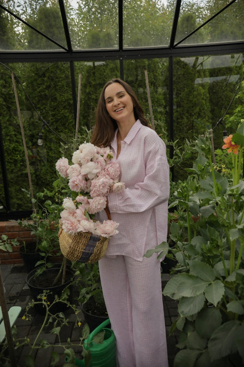 Vichy pink palazzo set