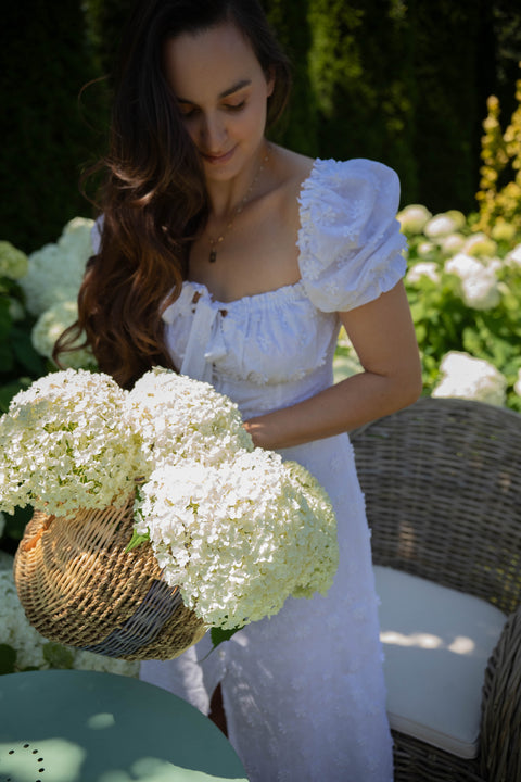 Carmen midi white flowers