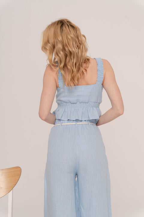 Lniane spodnie Stella baby blue