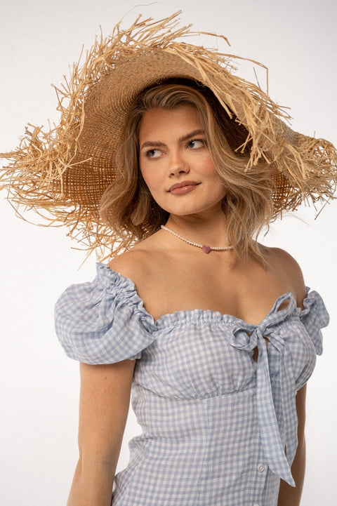 Carmen midi vichy baby blue