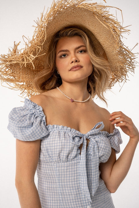 Carmen midi vichy baby blue