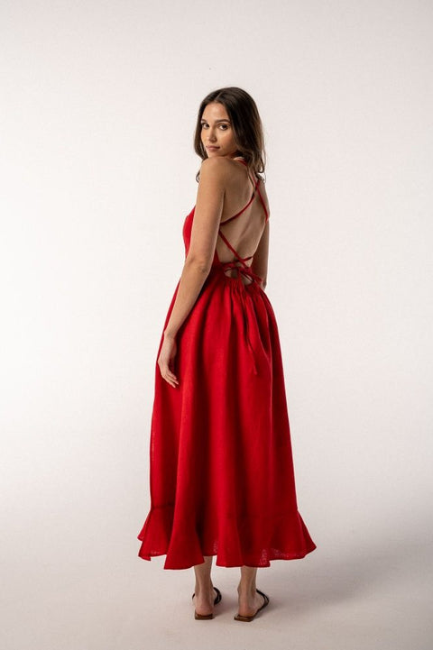 Zoe midi czerwona