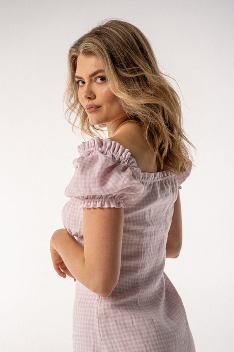 Carmen midi vichy pink