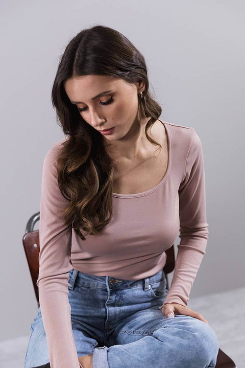 Longsleeve modal przygaszony róż