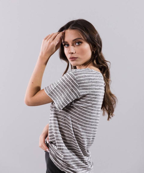 T-shirt oversize len w paski