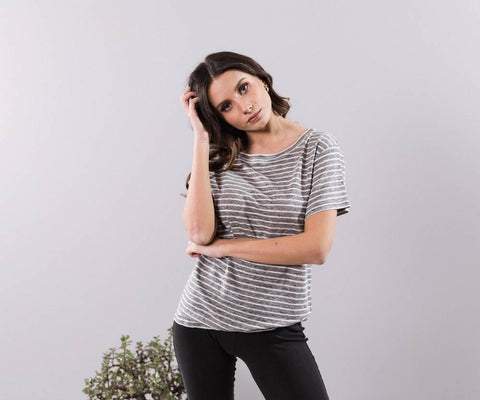 T-shirt oversize len w paski