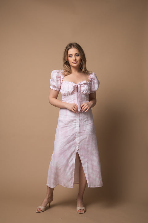Carmen midi vichy pink