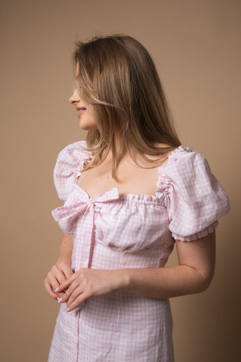 Carmen midi vichy pink