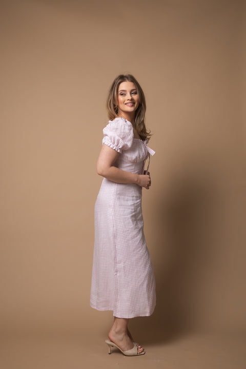 Carmen midi vichy pink